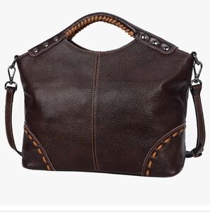 HESHE Leather Top Handle Satchel Crossbody Tote Bag